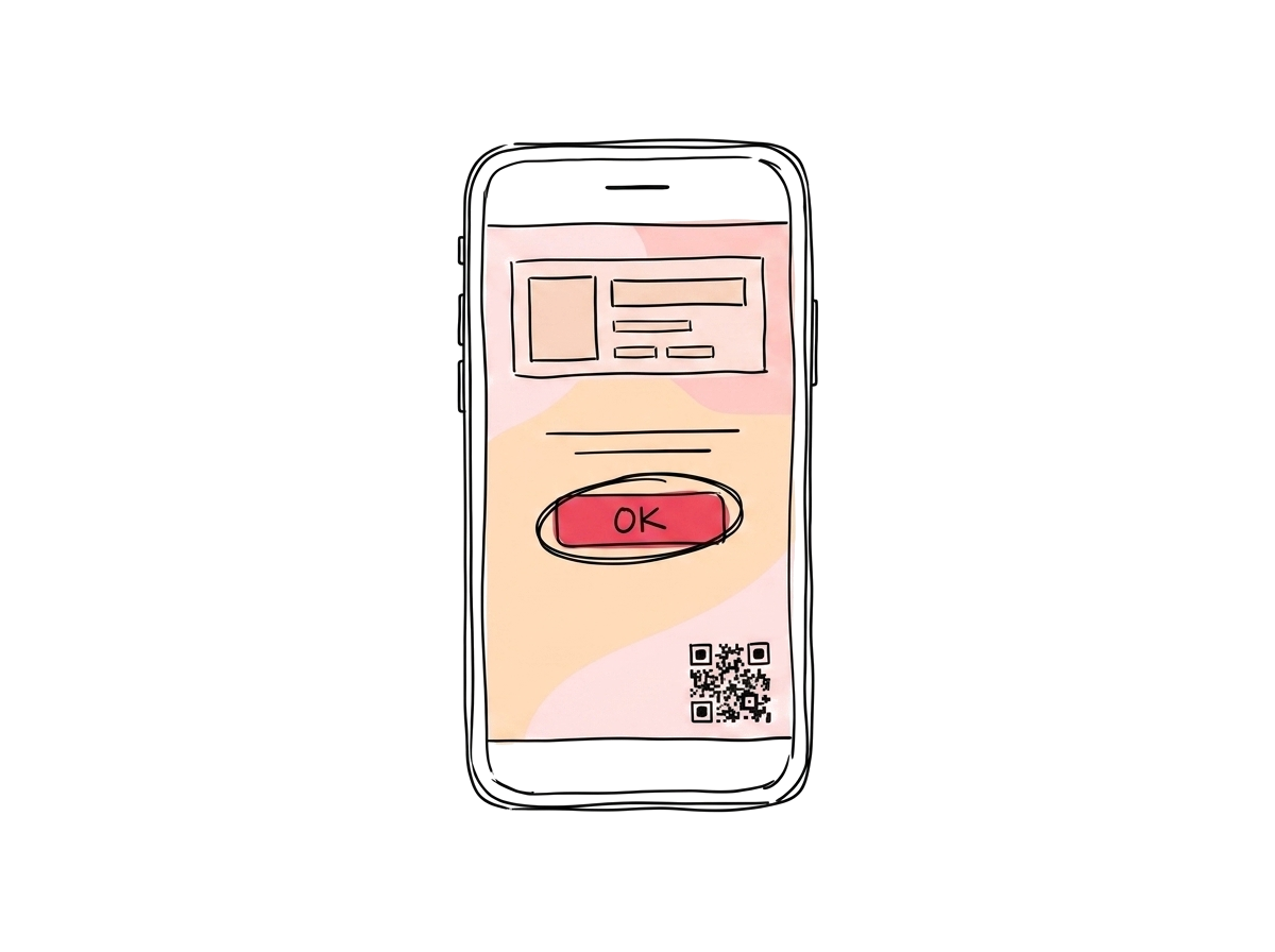 A digital invitation laid out on a phone with the QR neatly in the corner