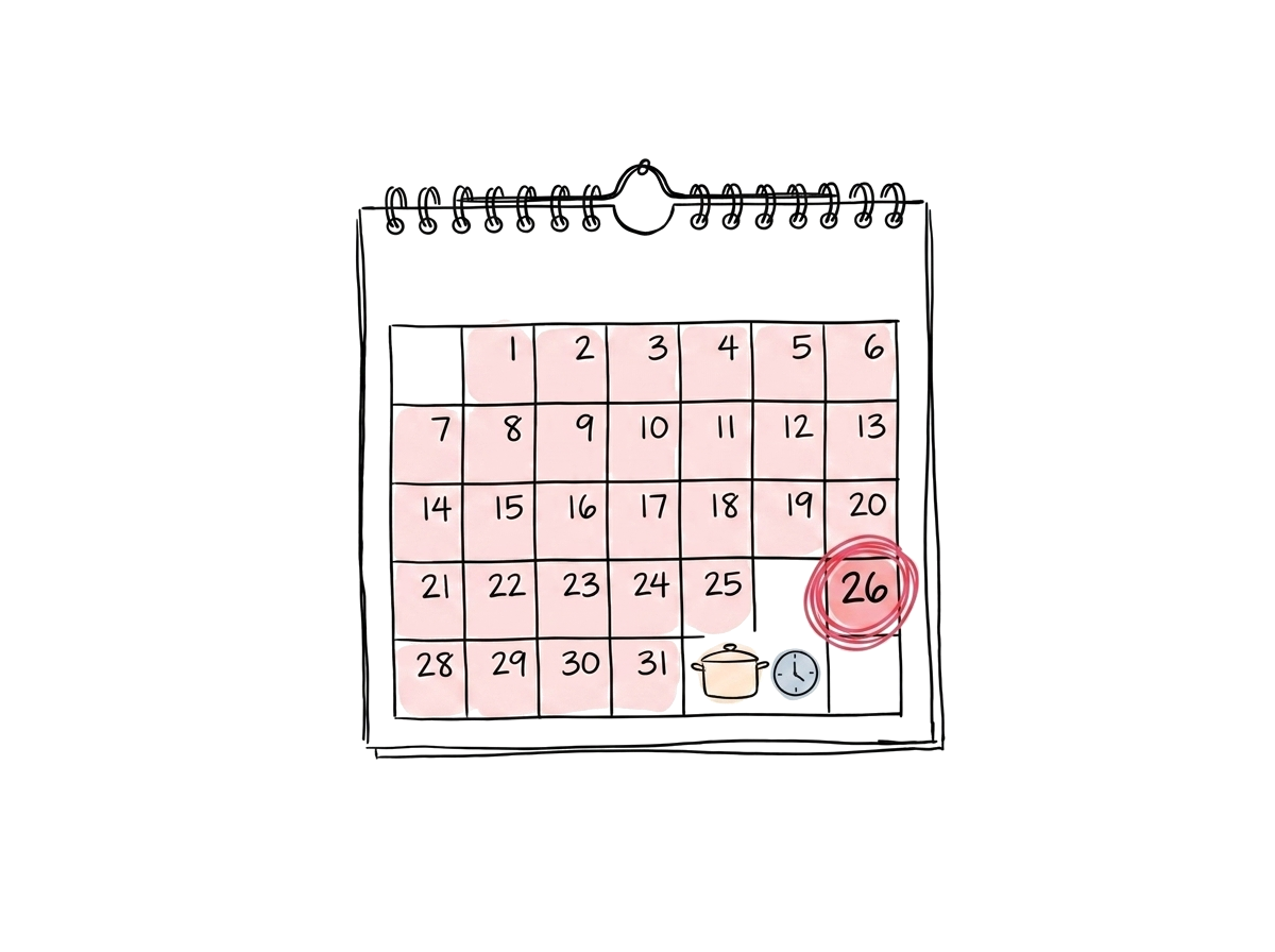 A deadline pinned to the calendar — picked from the kitchen back, not the host's preference